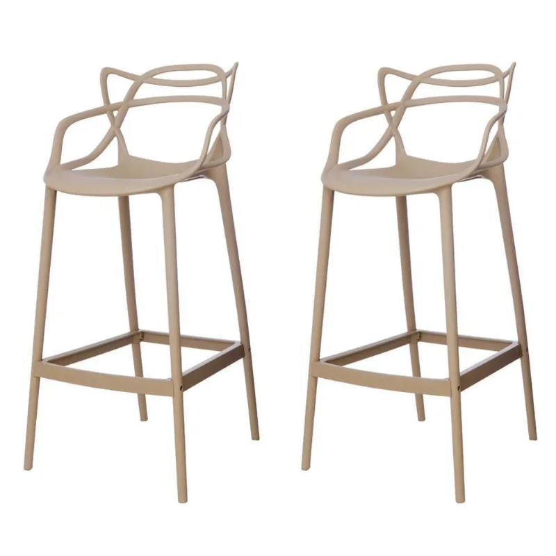 Kit 2 Banquetas Allegra Nude Polipropileno Cozinha Bistrô