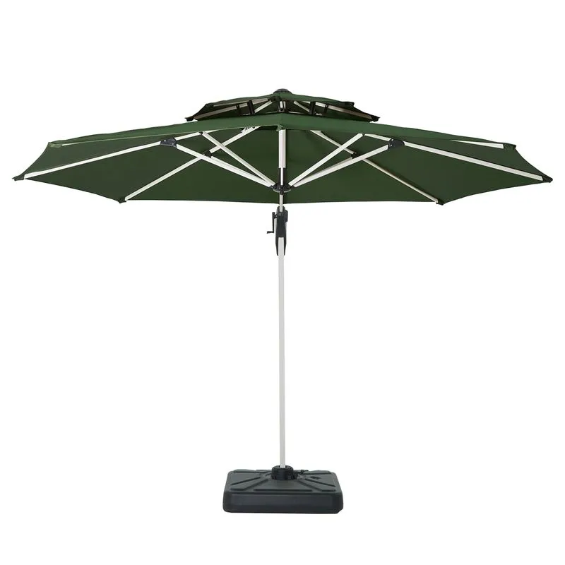 Ombrelone 3m Verde Alumínio Articulado Em Poliéster Para Piscinas E Hotéis E Proteção Contra Uv