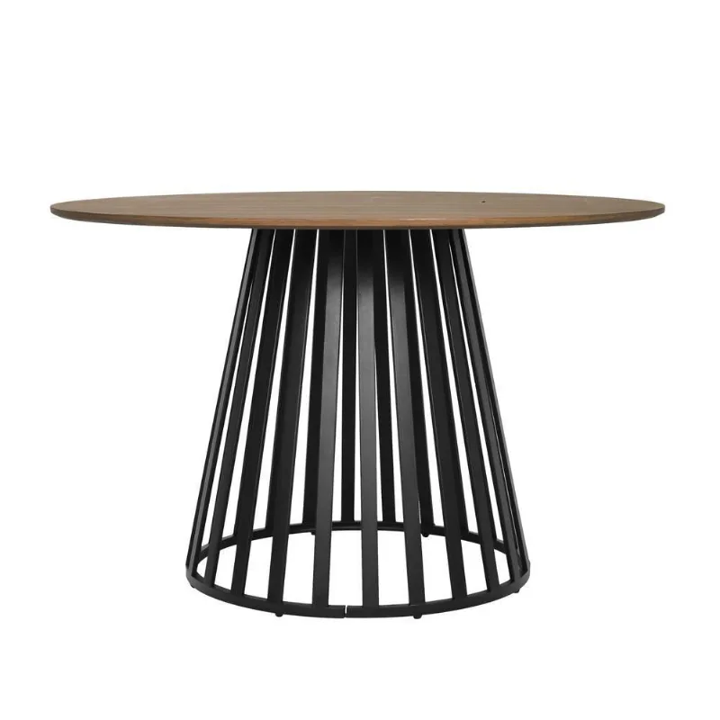 Mesa de Centro Cone Redonda Tampo MDF Amadeirado 120cm Marrom Claro Waw Design