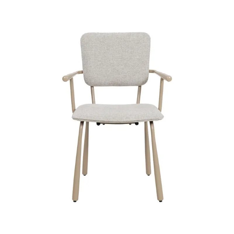 Cadeira Cozy Nude Estofada Estrutura em Aço Base Nude e Preto Waw Design