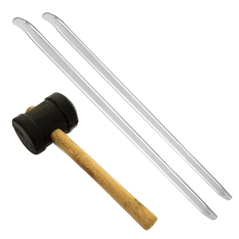Kit Borracheiro Com 2 Espátula Chata 60Cm + Martelo Borracha