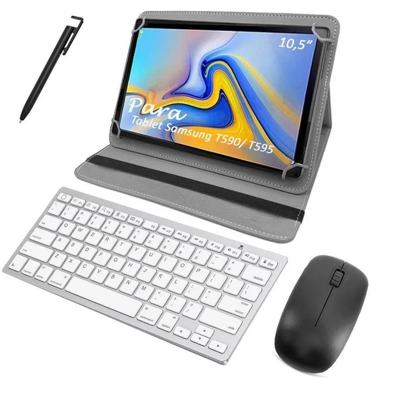 Capa + Teclado E Mouse Para Tablet Samsung T590/T595 + Caneta