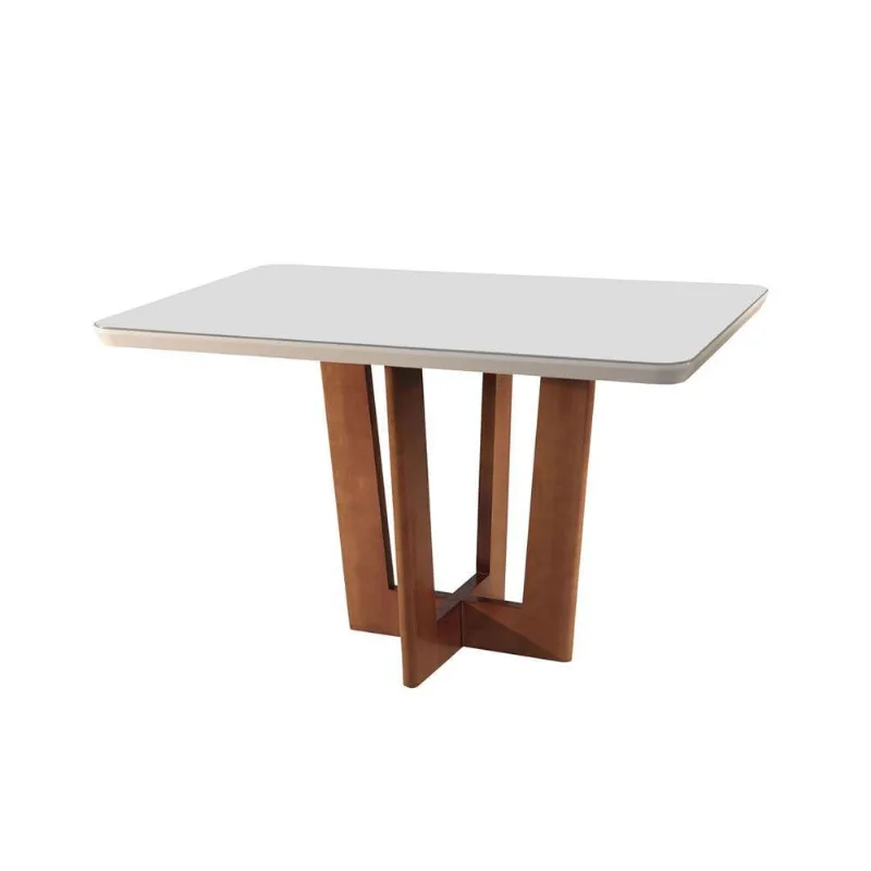 Mesa Patros 120 Cm Madeira E Vidro Mobillare