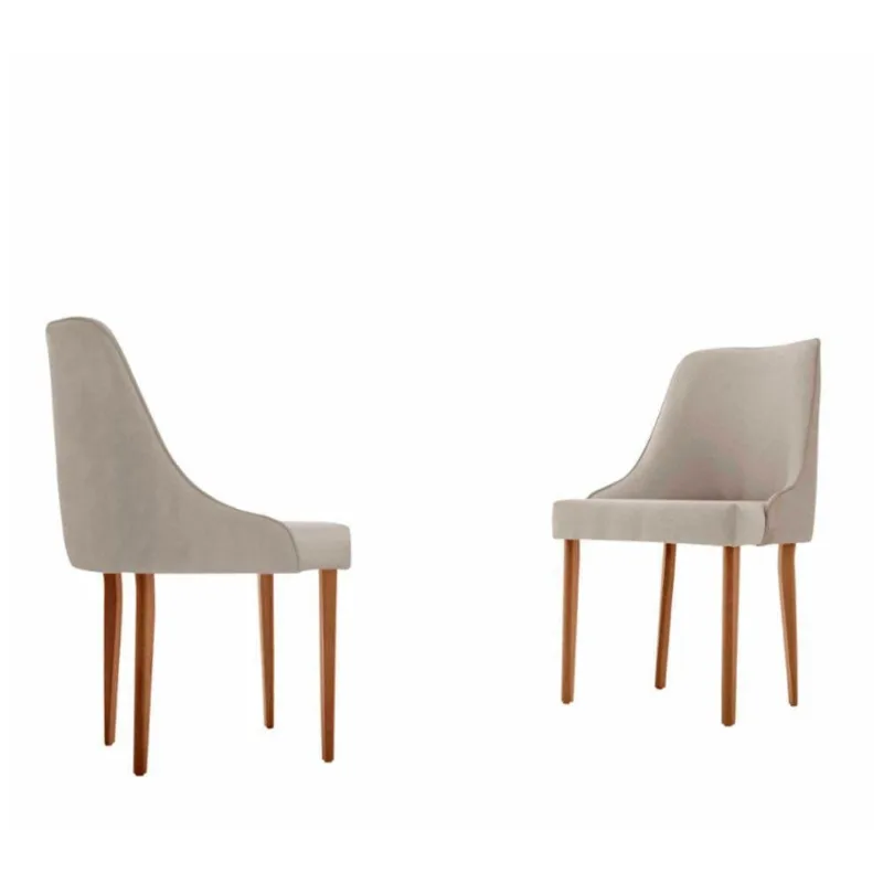 Conjunto Com 2 Cadeiras Esmeralda Em Madeira Maciça Moderna Linho Off/milano - moderna