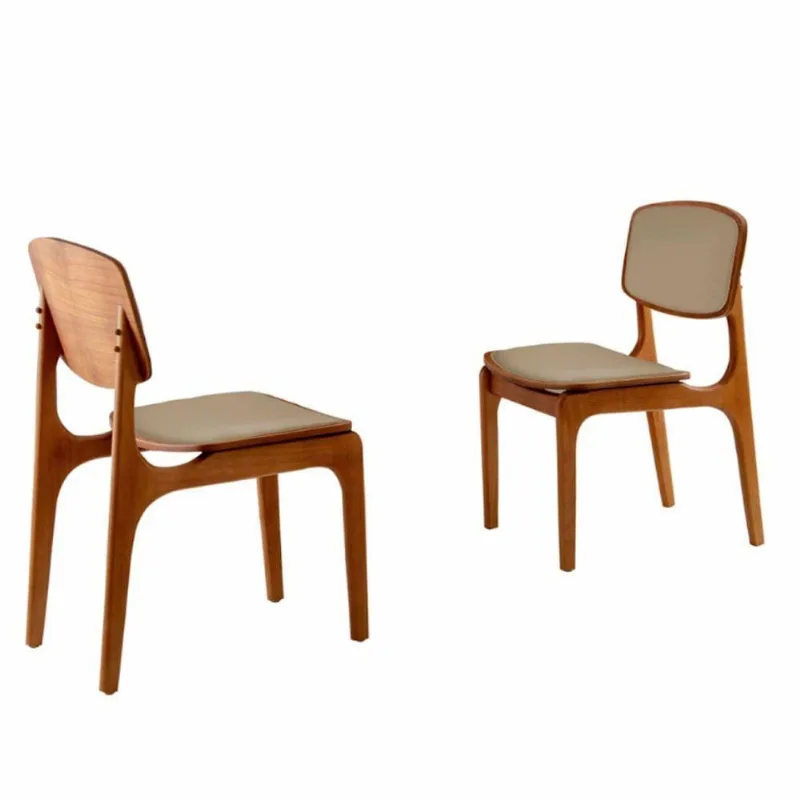 Conjunto Com 2 Cadeiras Malta Moderna Mobília Veludo Bege-cinam.imbuia - moderna