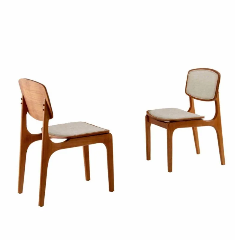 Conjunto Com 2 Cadeiras Malta Moderna Mobília Linho Off White-cinam.imbuia - moderna