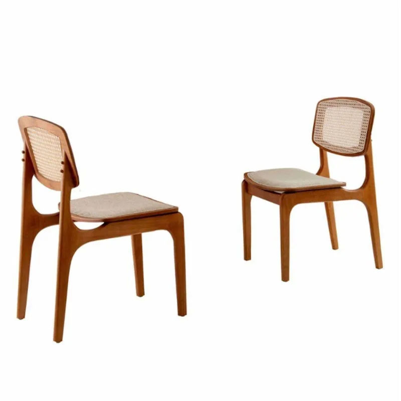 Conjunto Com 2 Cadeiras Malta Premium Em Moderna Mobília Linho Premium Imbuia - moderna