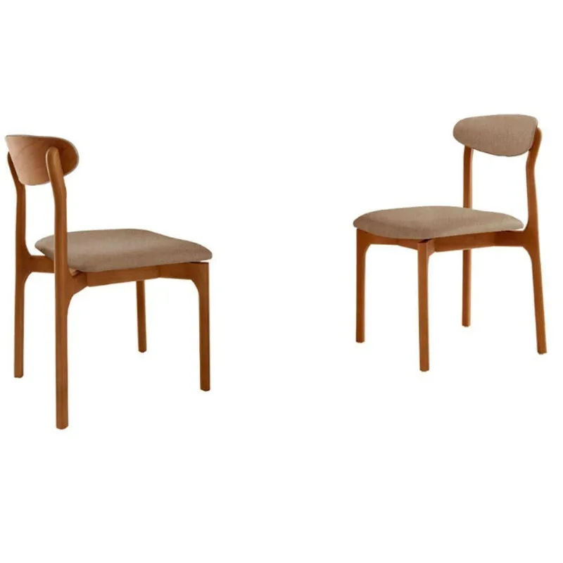 Conjunto Com 2 Cadeiras Noronha Moderna Mobília Veludo Bege-cinam.imbuia - moderna
