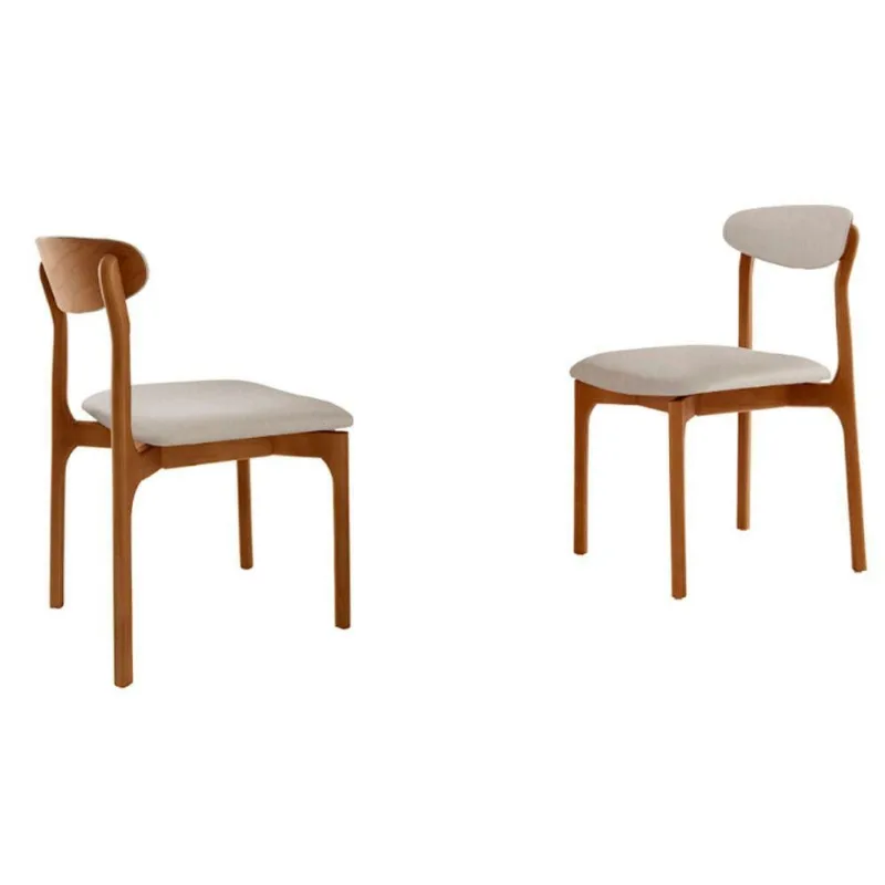 Conjunto Com 2 Cadeiras Noronha Moderna Mobília Linho Off White-cinam.imbuia - moderna