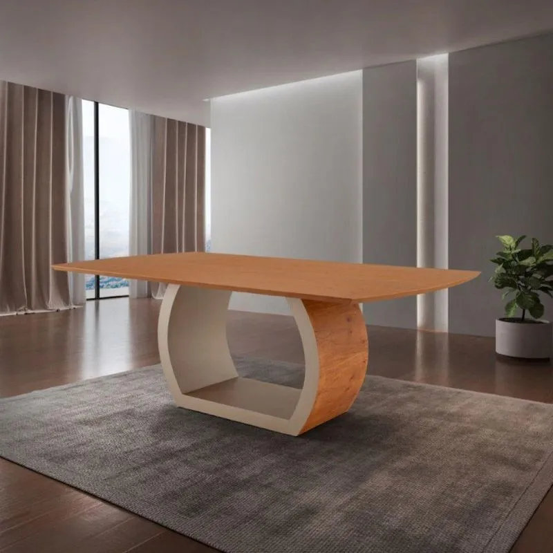 Mesa Para Sala De Jantar Ellis 180cm Madeira Moderna Mobília Cinamomo Com Champanhe-cinamomo Imbuia