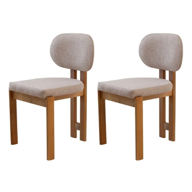 Conjunto Com 2 Cadeiras Madeira Nala Brisa/Imbuia Nat.