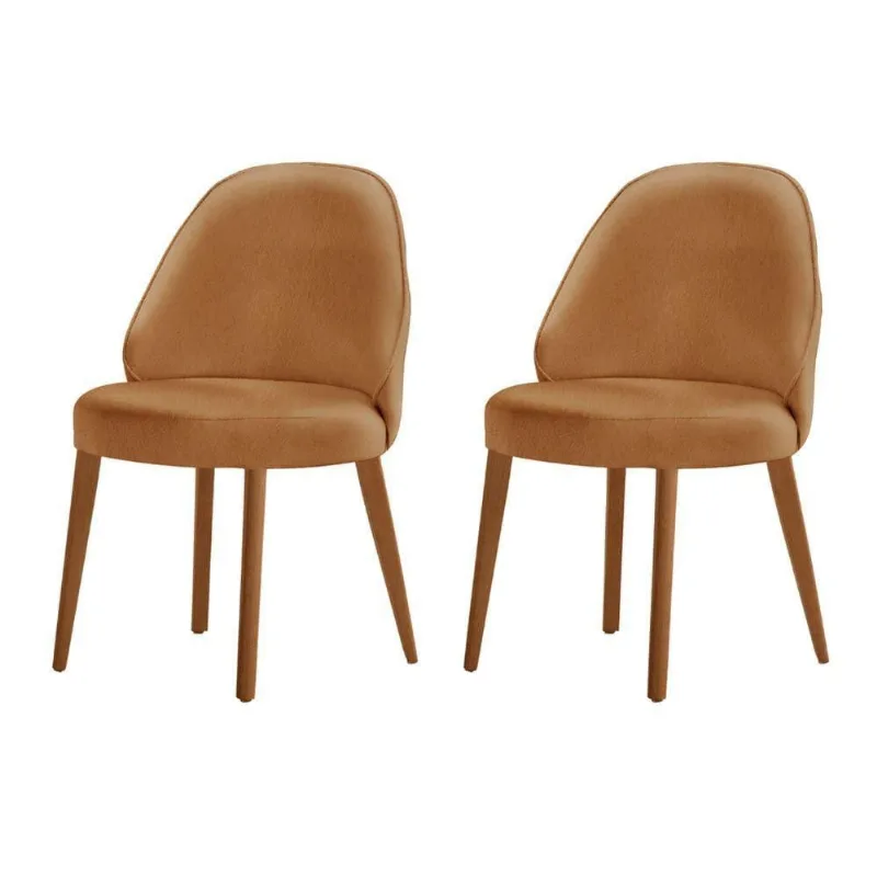 Conjunto Suíça Com 2 Cadeiras Madeira Moderna Mobília Star Caramelo / Imbuia Nat. - moderna
