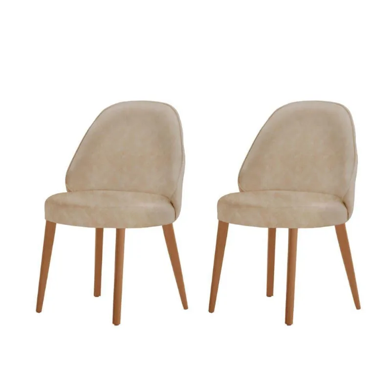 Conjunto Suíça Com 2 Cadeiras Madeira Moderna Mobília Milano Imbuia Natural - moderna