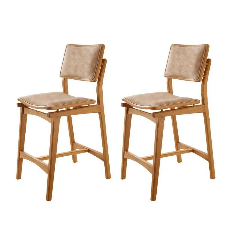 Conjunto Com 2 Banquetas Eva Moderna Milano Imbuia Natural - moderna