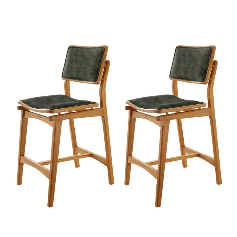 Conjunto Com 2 Banquetas Eva Moderna Jade Imbuia Natural