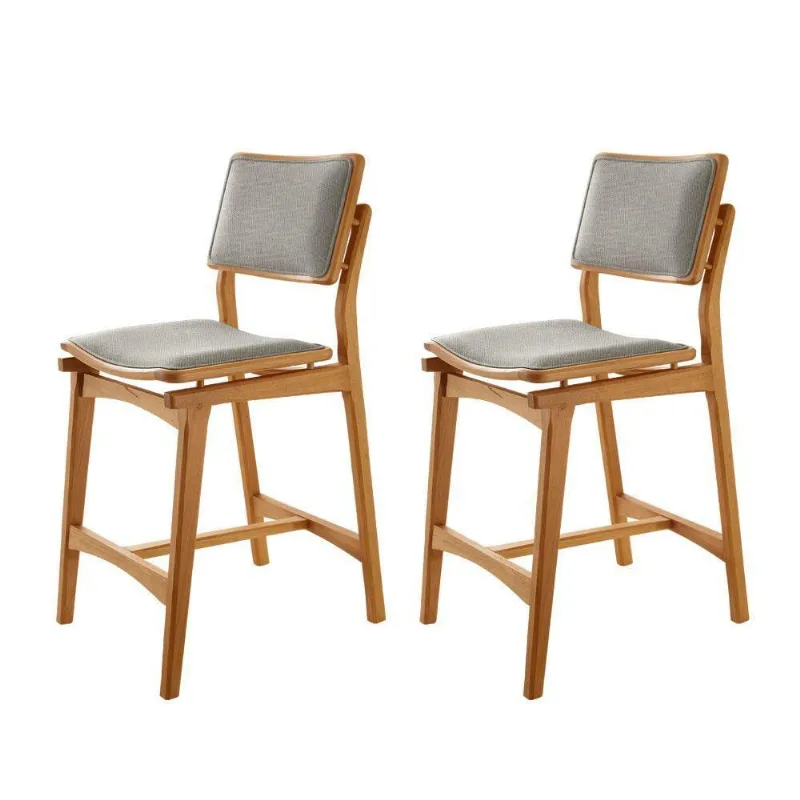 Conjunto Com 2 Banquetas Eva Moderna Luna Imbuia Natural - moderna