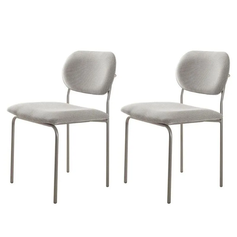 Conjunto Com 2 Cadeiras Metal Marchezine Moderna Mobilia Luna Prata