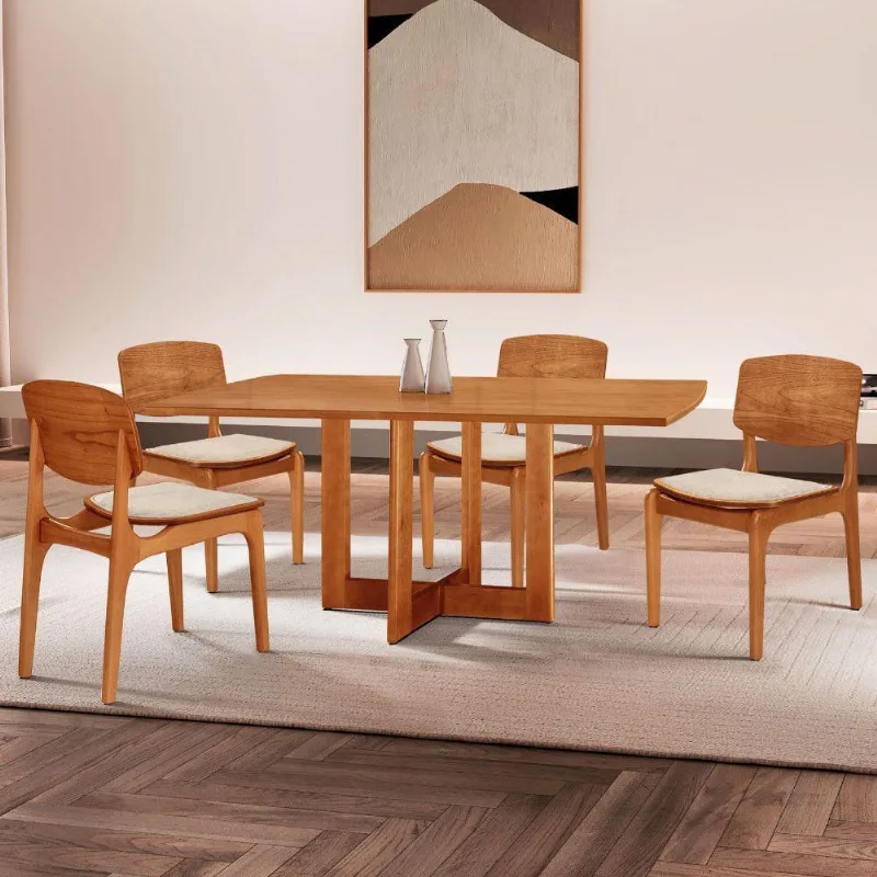 Mesa 120 Laminado Com 4 Cadeiras Malta Gold Moderna Mobília Linho Off White Imbuia Naturale
