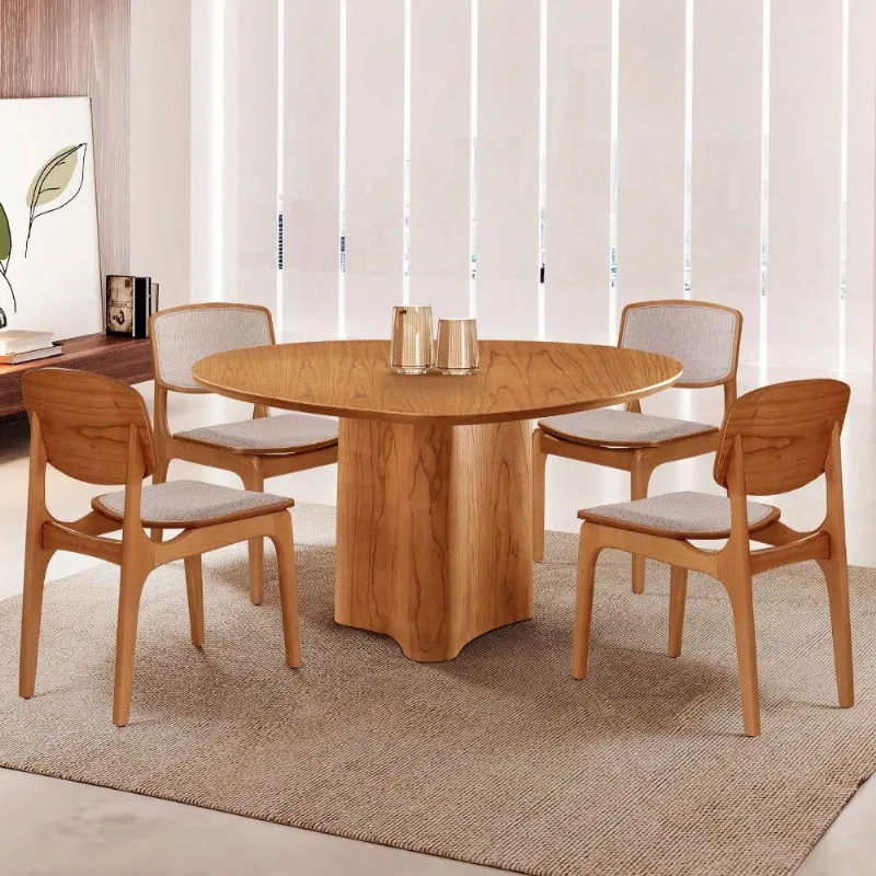 Mesa 135cm Laminado Com 4 Cadeiras Malta Moderna Brisa/ Imbuia Nat.