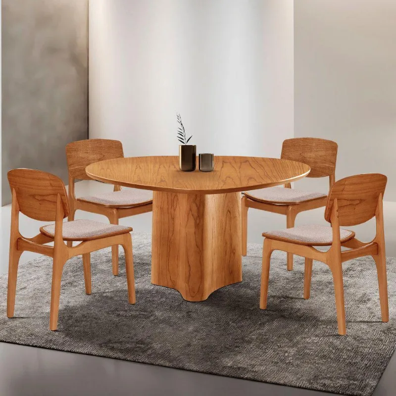 Mesa Com 4 Cadeiras Selene Malta Gold Moderna Mobília Brisa/ Imbuia Nat.