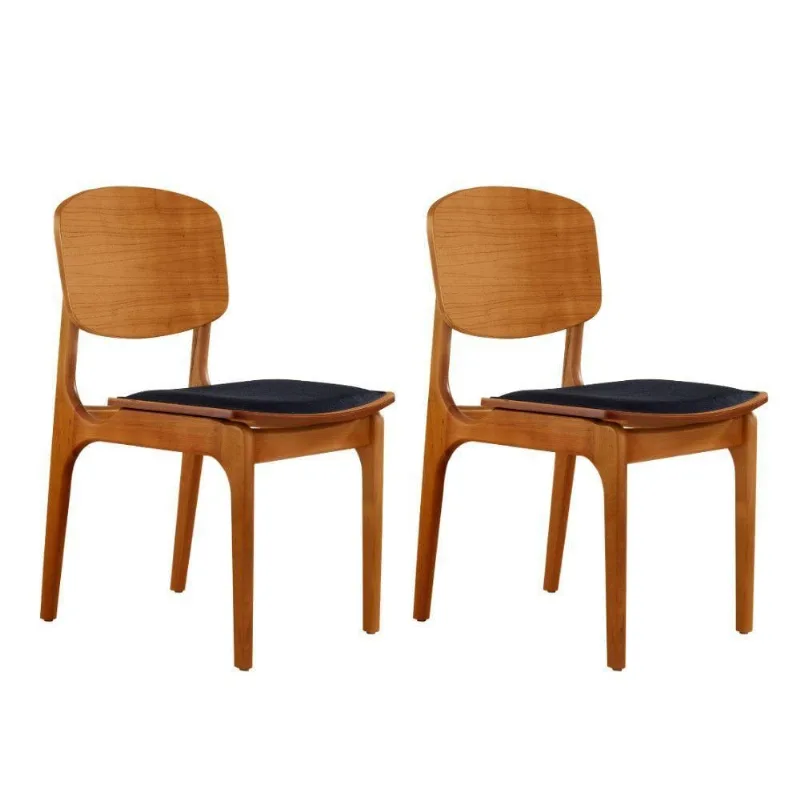 Conjunto Com 2 Cadeiras Malta Gold Moderna Mobília Linho Preto/cinam. Imbuia - moderna