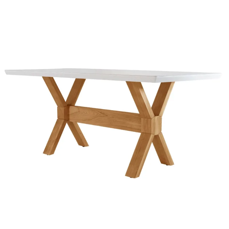 Mesa para Sala de Jantar Star 180cm Tampo Canto Moeda Vidro Laqueado Off Moderna Mobília Cinamomo