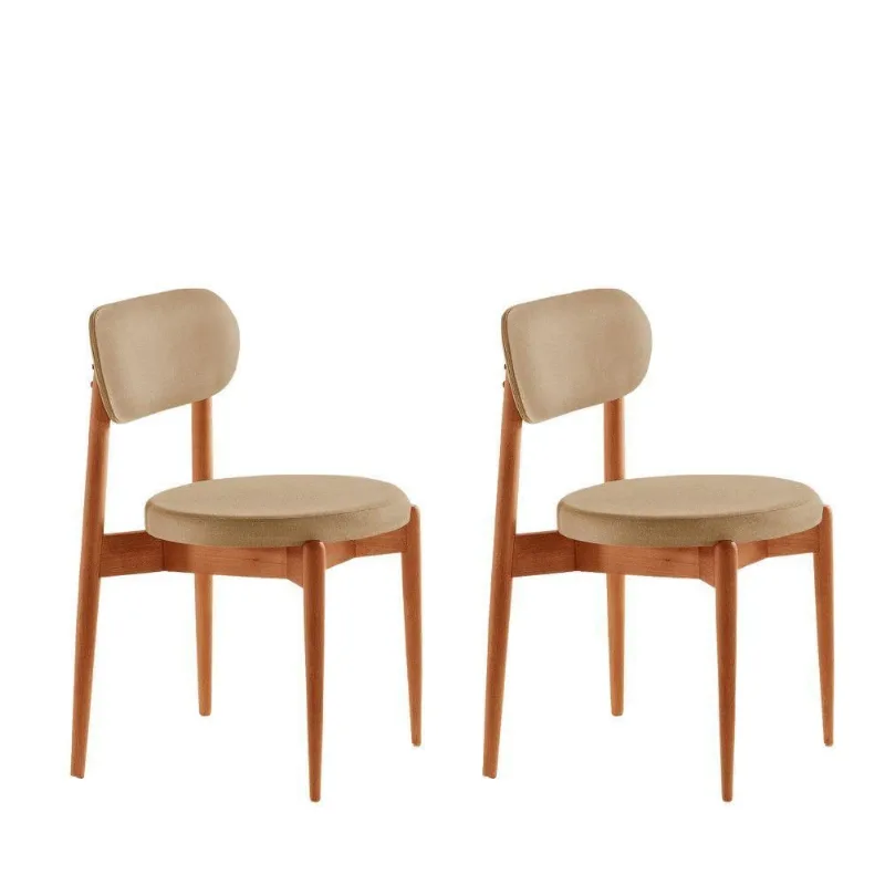 Conjunto 2 Cadeiras De Jantar Ballare Soft Moderna Mobília Turim 07 / Imbuia Nat. - moderna