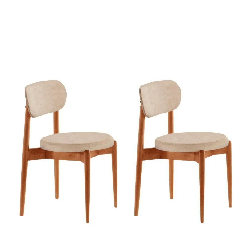 Conjunto 2 Cadeiras De Jantar Ballare Soft Moderna Mobília Milano / Imbuia Nat. - moderna