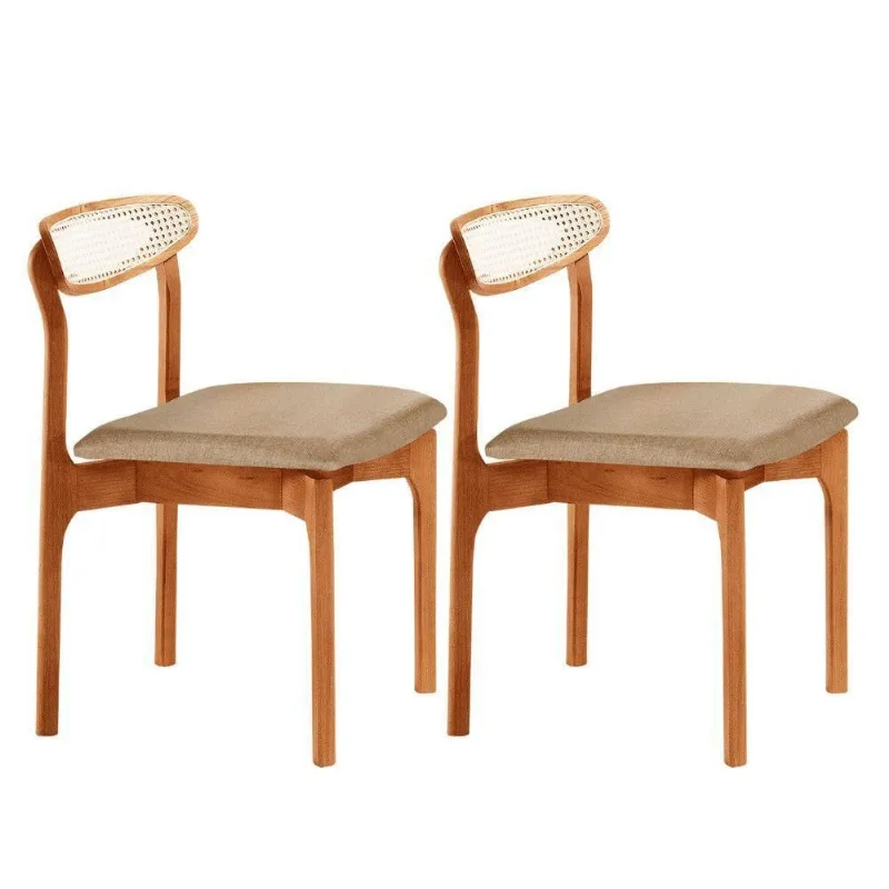 Conjunto 2 Cadeira De Jantar Noronha Premium Moderna Mobília Turim 07 / Imbuia Nat. - moderna