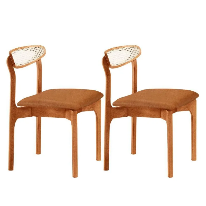 Conjunto 2 Cadeira De Jantar Noronha Premium Moderna Mobília Star Caramelo / Imbuia Nat. - moderna