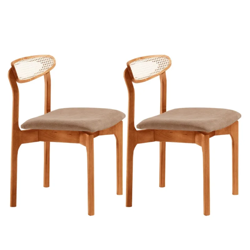 Conjunto com 2 Cadeira de Jantar Noronha Premium Moderna Mobília Atacama/Imbuia - moderna