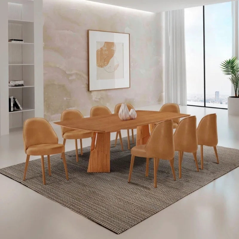 Mesa Florida Tampo Barril Laminado E 8 Cadeiras Suiça Star Caramelo/imbuia Nat/cinam Imbuia