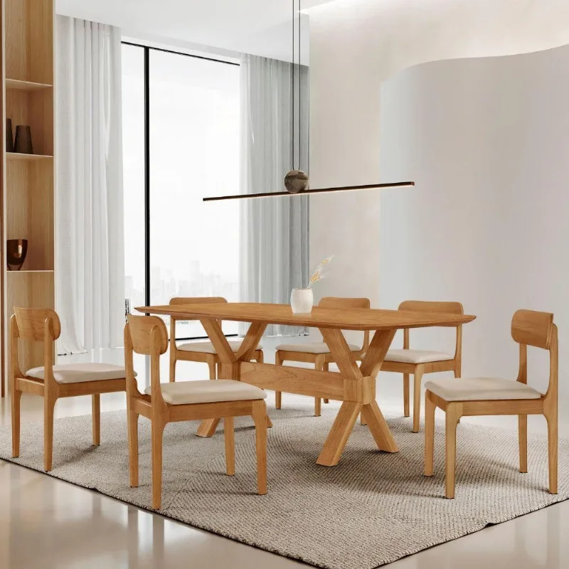 Mesa Star 6 Lugares Tampo MDF Barril Base em X Veludo Imbuia Moderna - moderna