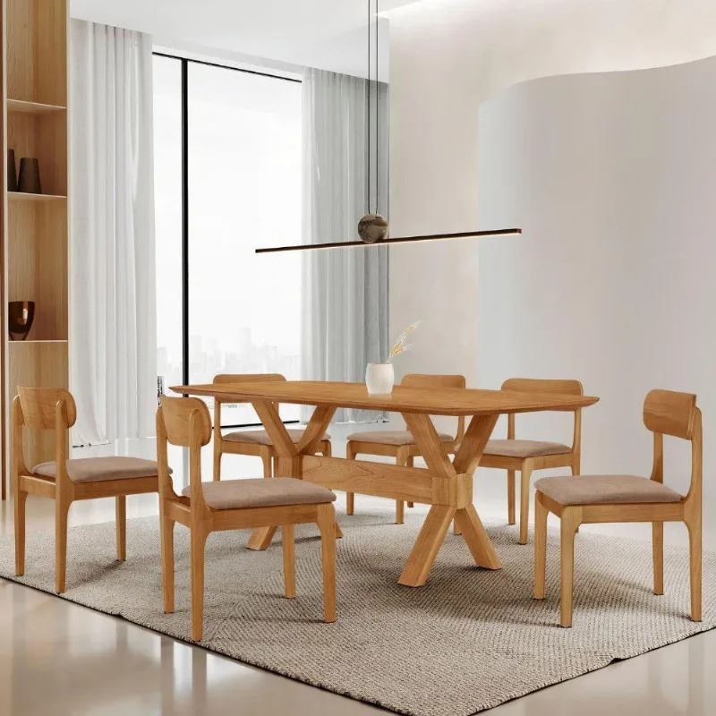 Mesa de Jantar Star 6 Lugares MDF Barril Base em X Imbuia Moderna - moderna
