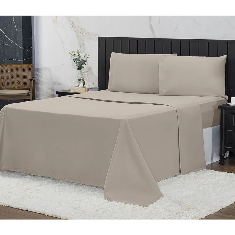 Jogo de Cama Casal Padrão 400 Fios Percal 04 Peças Com Barra, Antiácaro, Anti-pilling com Toque M