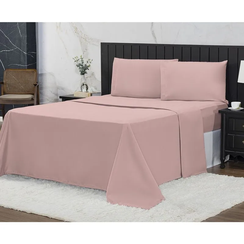 Jogo de Cama Casal Padrão 400 Fios Percal 04 Peças Com Barra, Antiácaro, Anti-pilling com Toque M