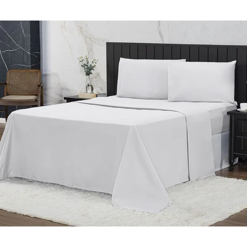 Jogo de Cama Casal Queen 400 Fios Percal 04 Peças Com Barra, Antiácaro, Anti-pilling com Toque Mac