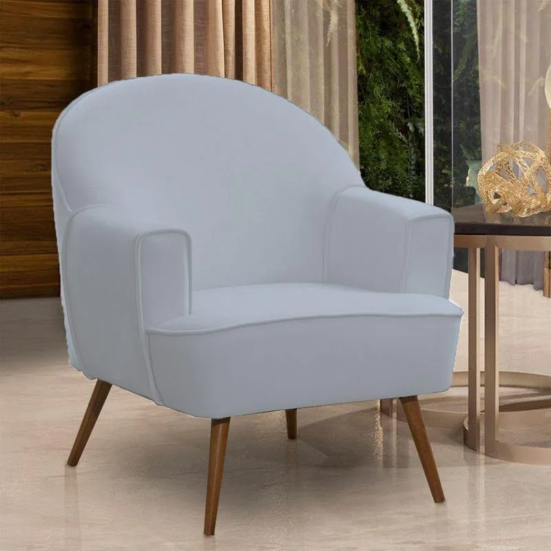 Poltrona Agata Decorativa Em Madeira Eucalipto Com Pés Palito Confortável Cinza Movellu Home