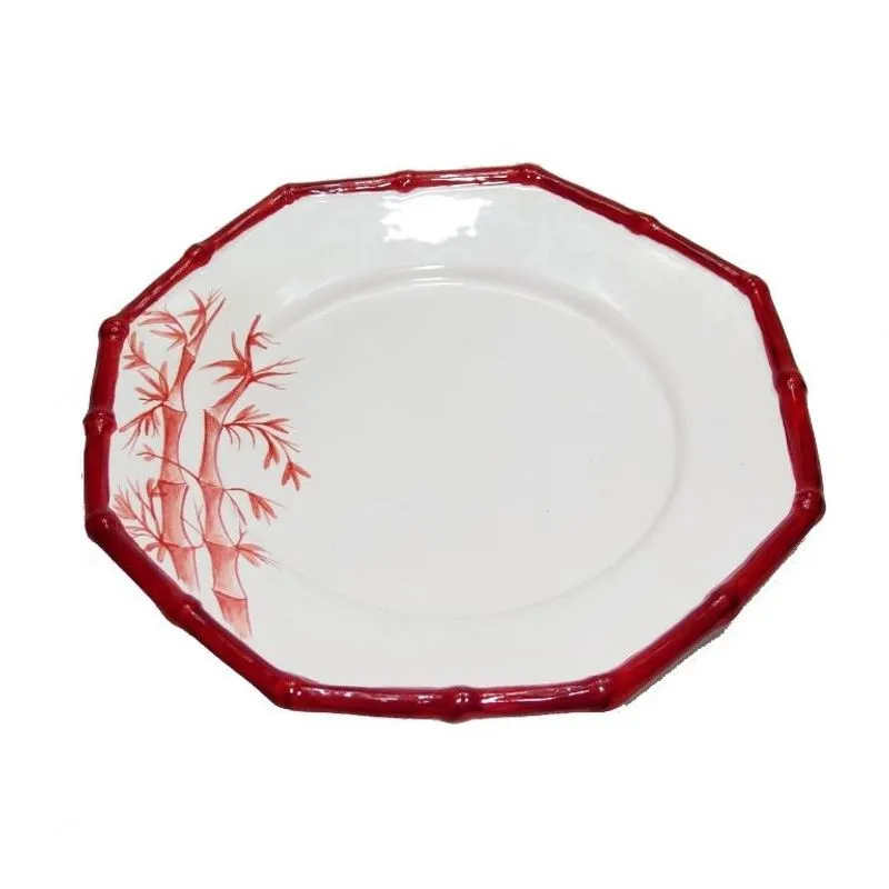 Prato para Sobremesa Oitavado Zanatta Casa Borda Bambu Vermelho 23,5 cm - Cada