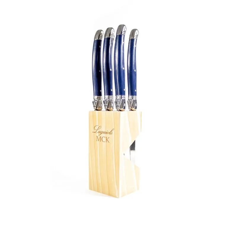Conjunto de Facas Laguiole para Carne com Suporte mck Azul Escuro - 6 peças