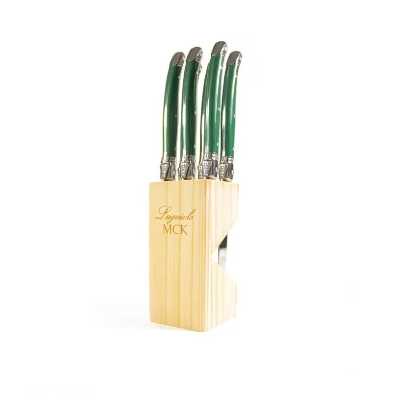 Conjunto de Facas Laguiole para Carne com Suporte mck Verde - 6 peças