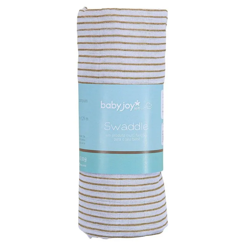 Swaddle Rolinho Listras Douradas Baby Joy Soft