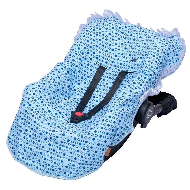 Capa Para Bebê Conforto Geométrico Azul Bublim
