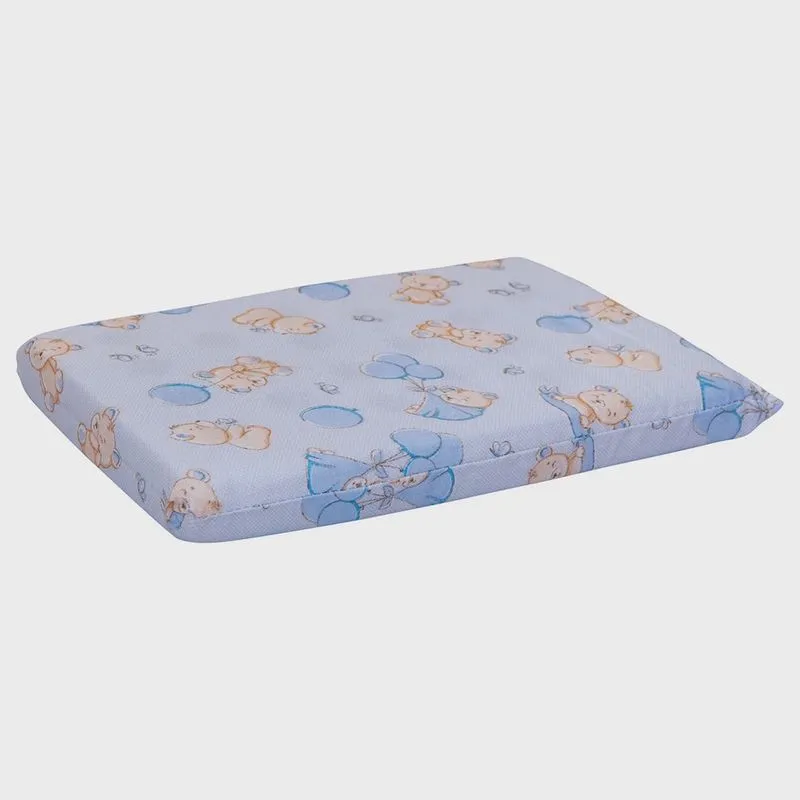 Travesseiro antissufocante bercinho 100% algodão azul E rosa urso