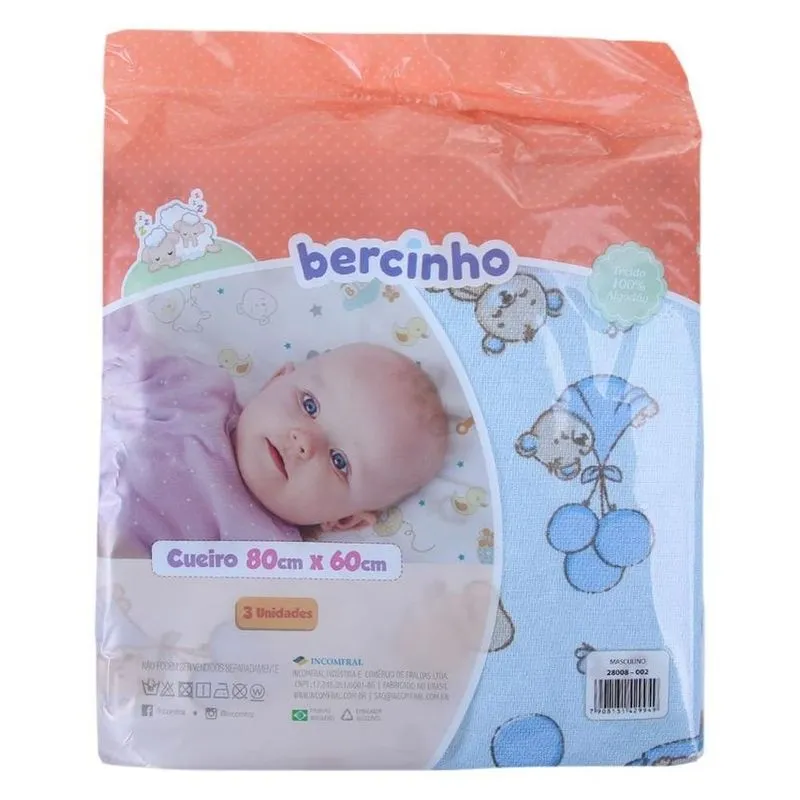 Kit Cueiro Bercinho 3 Peças Azul 80x60cm (MP)
