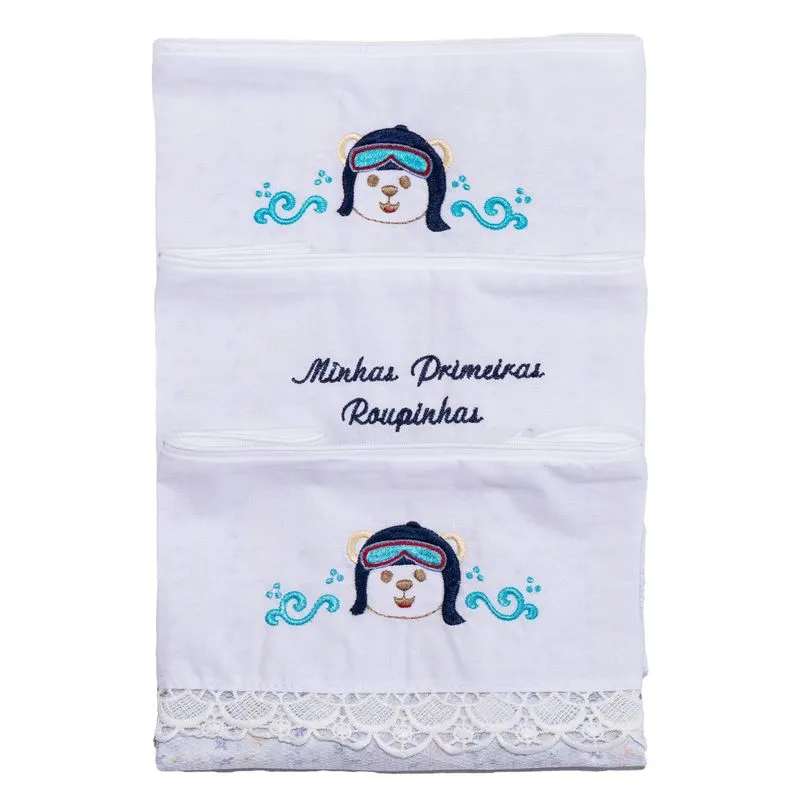 Saquinho Maternidade Roupinhas 03 Unidades Urso Aviador Baby