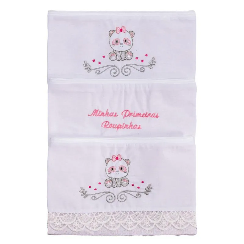 Saquinho Maternidade Roupinhas 03 Unidades Panda Rosa Baby