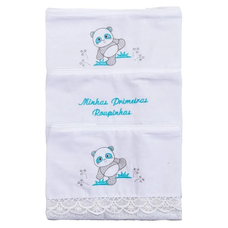 Saquinho Maternidade Roupinhas 03 Unidades Panda Azul Baby