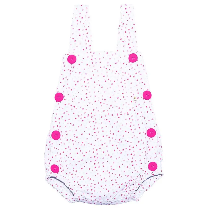 Jardineira Estampada Com Botões Confetes Rosa Baby Joy P