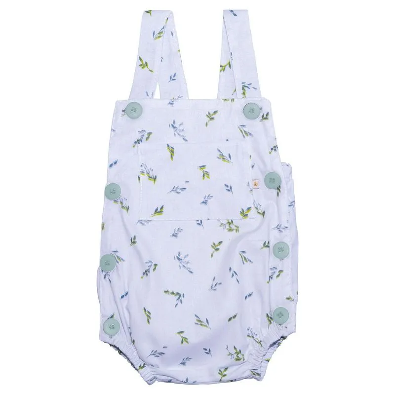 Jardineira Estampada Com Botões Folhas Baby Joy M